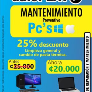 Mantenimiento preventivo de Pcs y Laptop