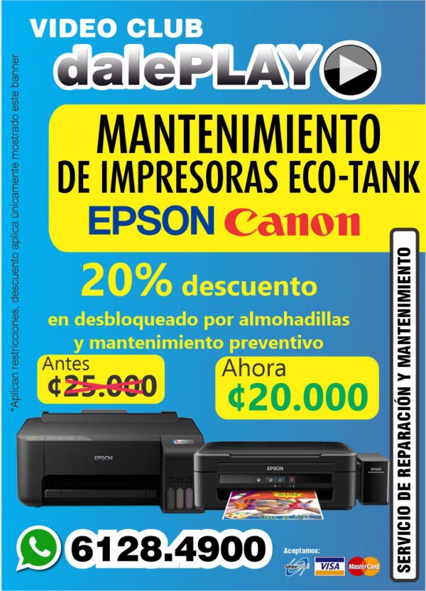 Mantenimiento de Impresoras Epson y Canon